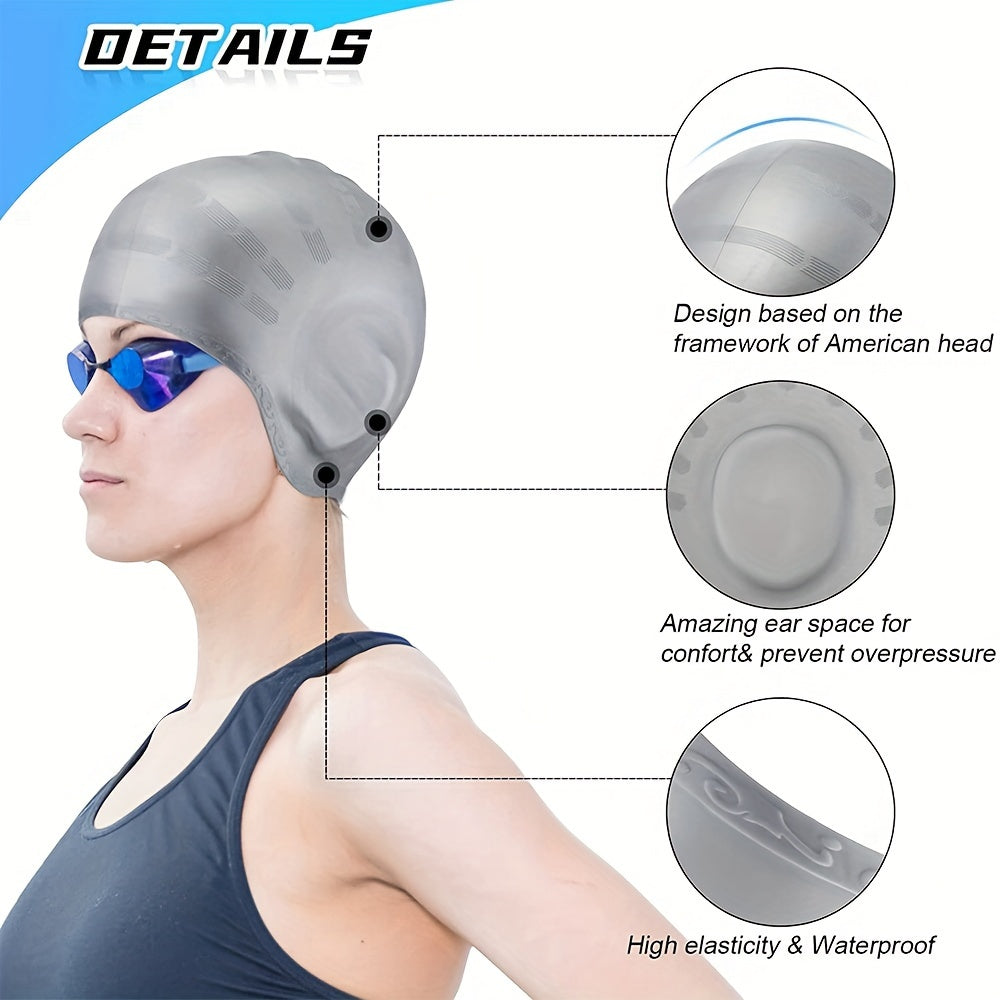 Silicone Long Hair Swim Cap Unisex Ear Protection Waterproof Stretchy Cap
