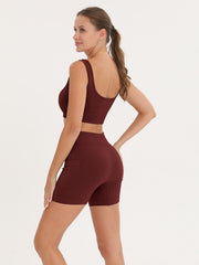 Ribbed Crop Top & High Waist Butt Lifting Shorts Set