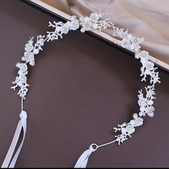 Rhinestone Faux Pearl Flower Headband Bridal Head Piece