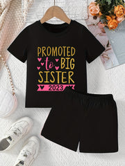 Big Sister 2pcs T-Shirt & Shorts Set Short Sleeve Top Casual Summer Outfit