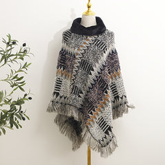 Boho Knitted Shawl Scarf High Neck Halter Small Square Scarf