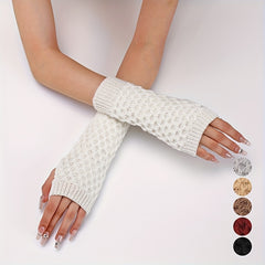 Pineapple Flower Knit Gloves Arm Sleeves for Women