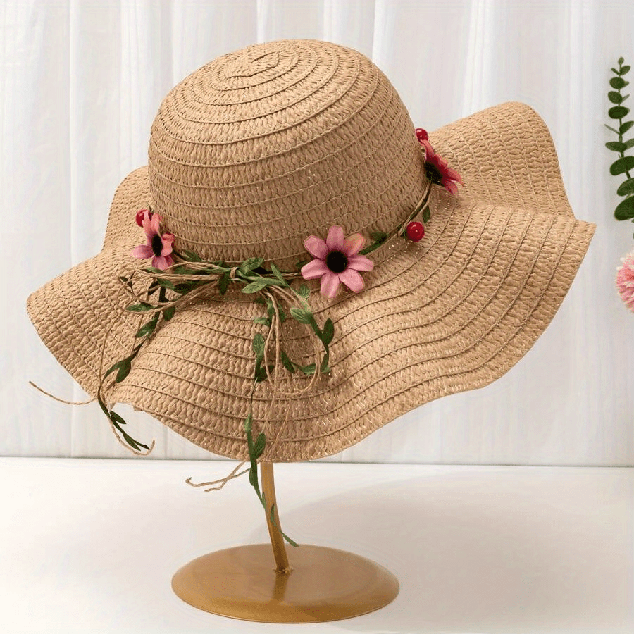 Ruffles Brim Sun Hat Easter Garland Straw Hat