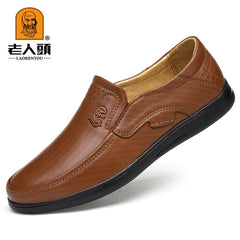 LAORENTOU Men's Leather Dress Shoes Comfy Durable Non Slip Flats