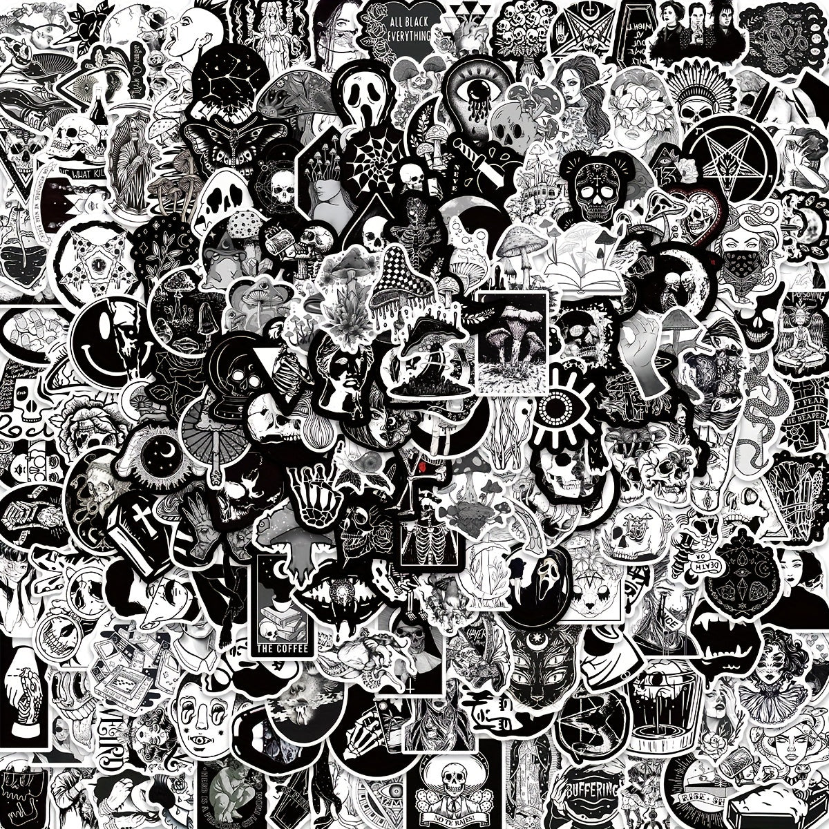 200 Pcs Gothic Pattern Luggage Stickers Punk Stickers Travel Accessories