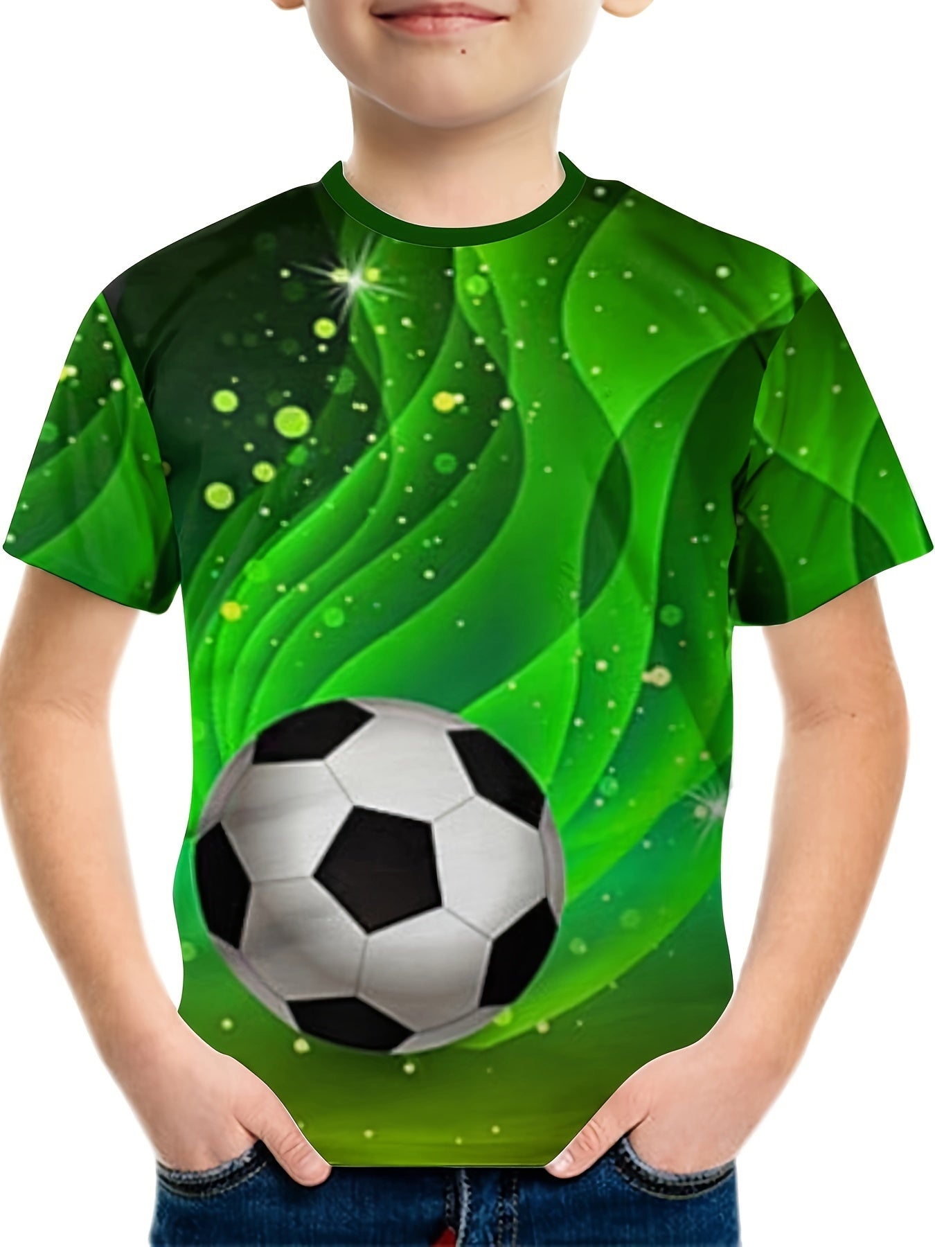3D Print Boy's Soccer T-shirt Breathable Summer Top