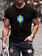 Men's Cartoon Pattern T-shirt Casual Stretch Tee