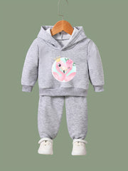 Girls 2pcs Flamingo Sweatshirt & Sweatpants Set