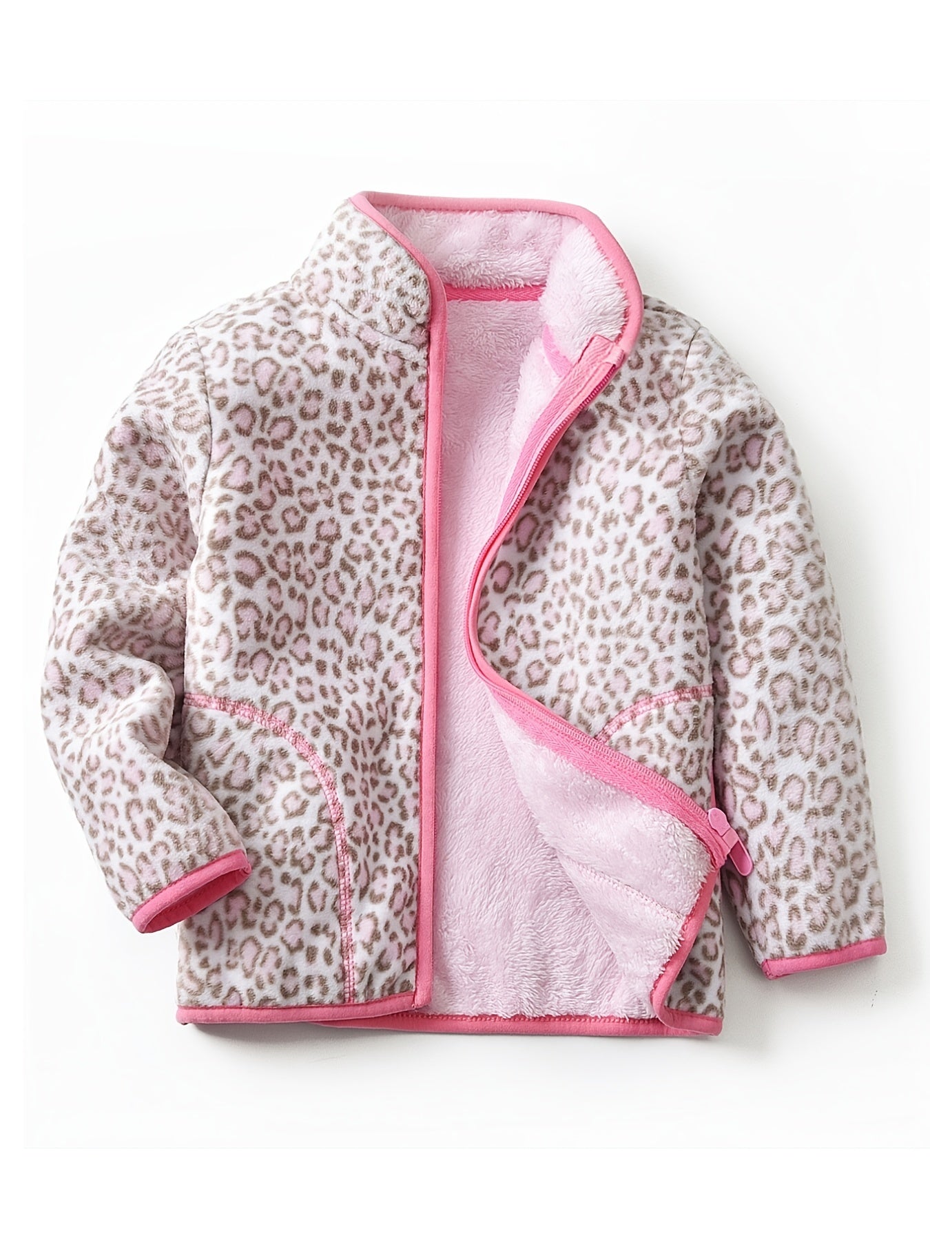 Baby Girls' Leopard Fleece Jacket Warm Coat Winter