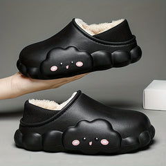 Women's Fleece Liner Slippers Round Toe Waterproof Anti Slip Slides