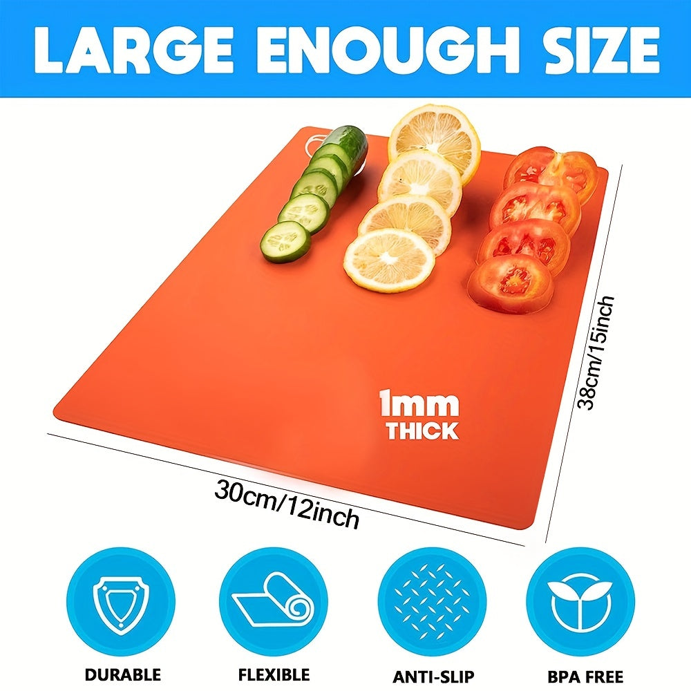 4pcs Flexible Cutting Boards for Kitchen, BPA Plastic Chopping Mat