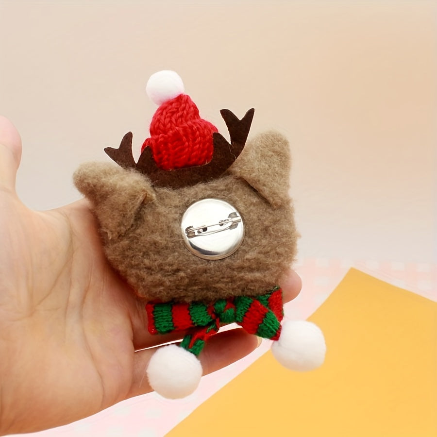 Christmas Deer Plush Brooch, Clothing Accessories