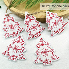 10pcs Christmas Wooden Hangings Ornaments Wooden Slices Snowflake Decorations