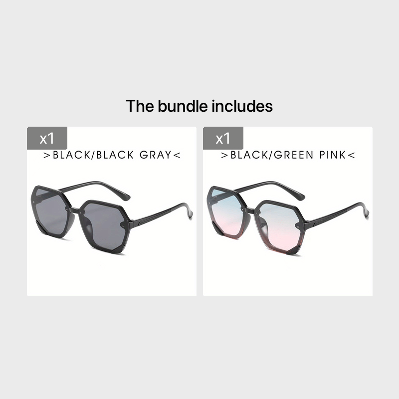Polygonal Frame Sunglasses Colorful Ocean Piece Sunglasses
