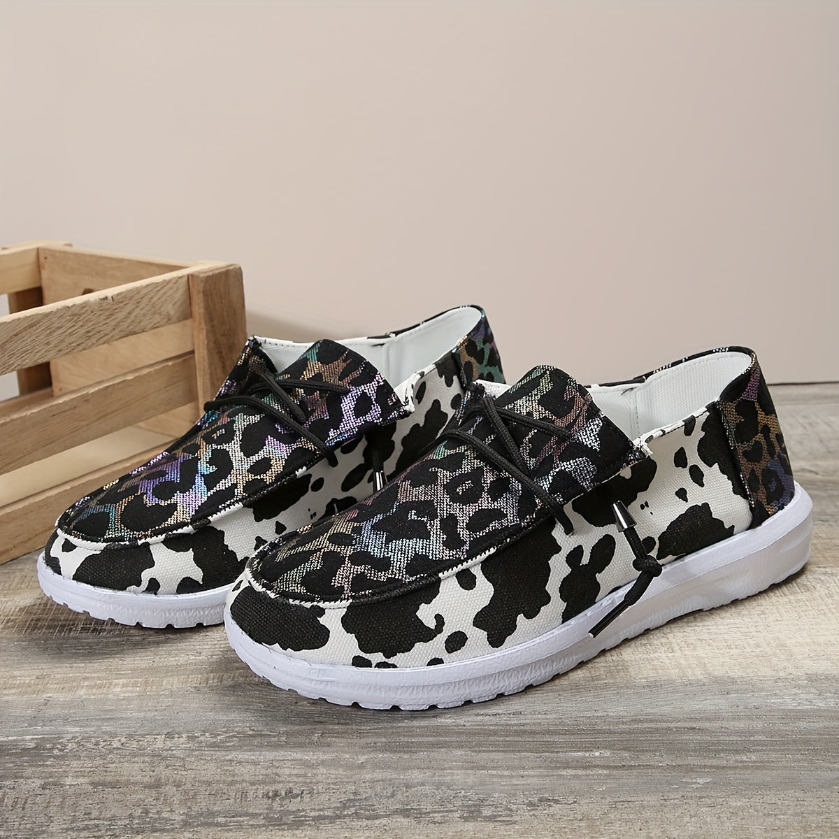 Leopard Print Slip-on Boat Shoes Lightweight Flats