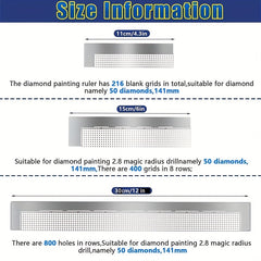 3pcs Diamond Painting Ruler Stainless Steel Tool With 216, 400, 800 Grids