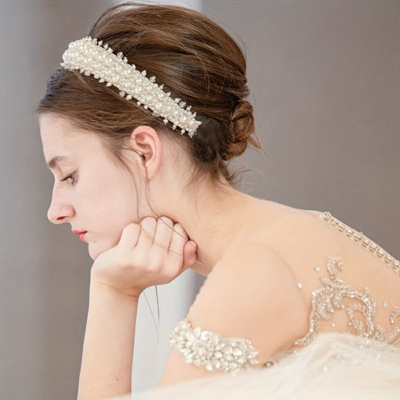 Faux Pearl Beads Wide Brim Headband Hair Accessories