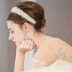 Faux Pearl Beads Wide Brim Headband Hair Accessories