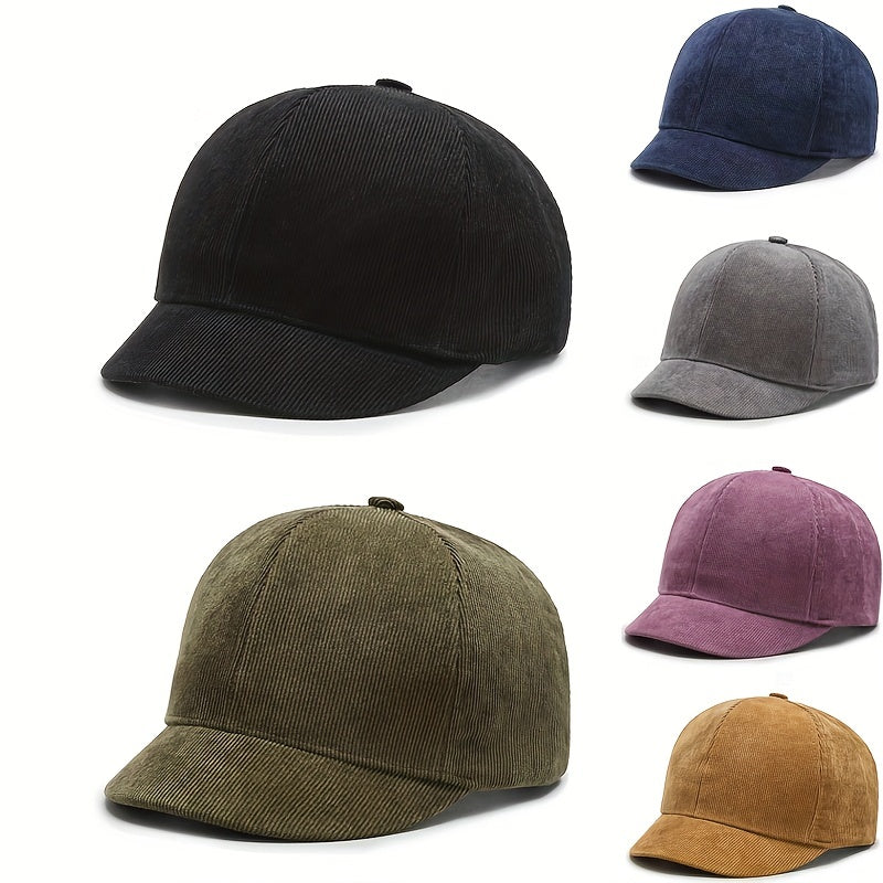 Short Brim Corduroy Baseball Cap Solid