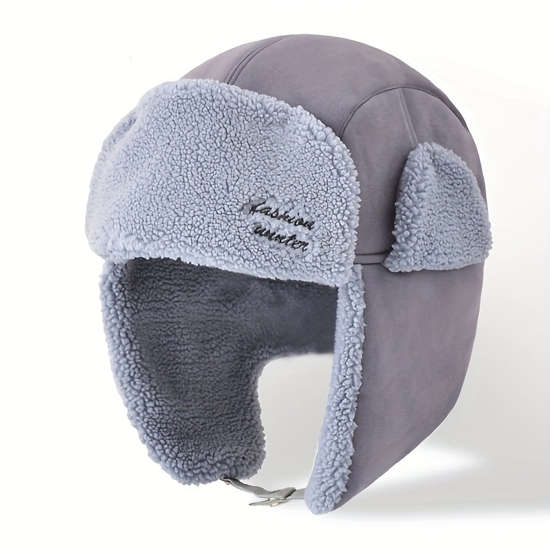 Winter Lamb Fleece Trapper Hat Skiing Windproof Warm Hat