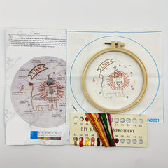 Lion Cross Stitch Kit with Hoop, Threads, Needle