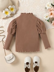 Girls' Fleece Puff Sleeve Top for Toddler Kids