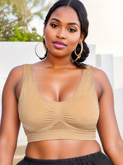 4 Pack Plus Size Sports Bra Set Women's Plus Breathable Mesh Hole Wireless Yoga