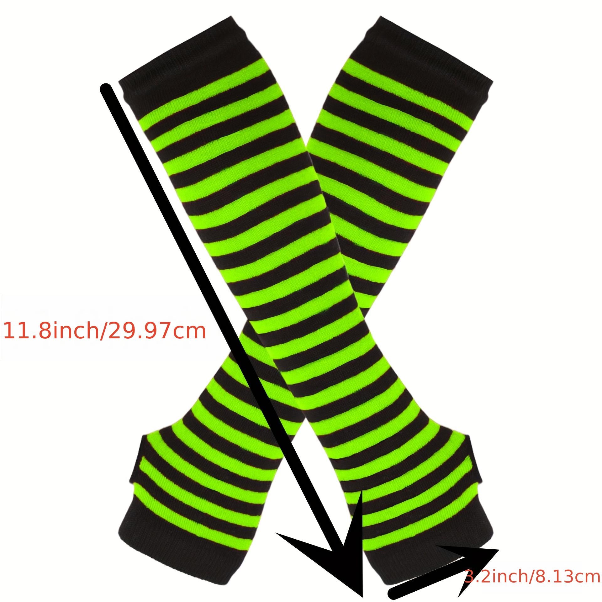 Y2K Striped Fingerless Long Glove Candy Party COSPLAY Wrist Cover Sleeves