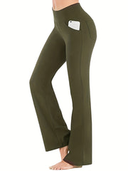Women's High Waisted Bootcut Leggings with Pockets - Flared Yoga Pants