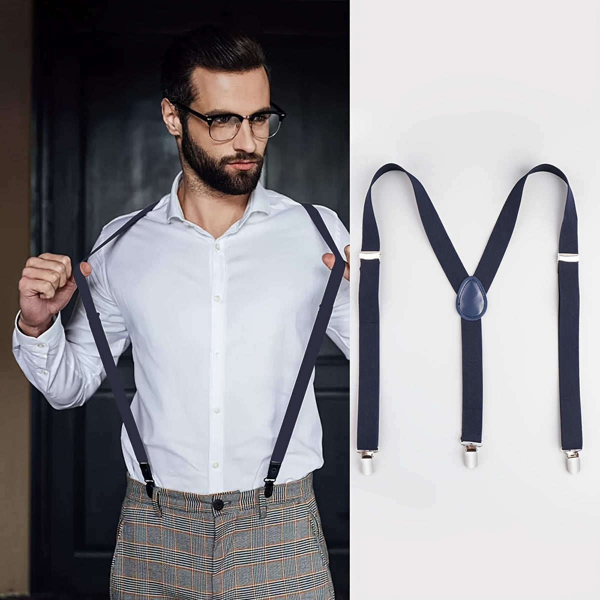 Adjustable 1" Wide Y Shape Suspenders for Men
