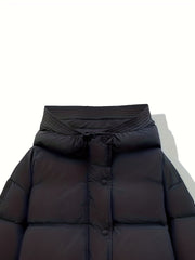 Women's Solid Puffer Jacket w/ Hood for Winter Sports