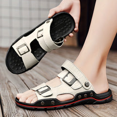 Men's Leather Slide Sandals Non Slip Comfortable Casual