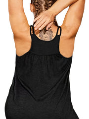 Basic Cami Top Plain Split Strap Round Neck Sports Top