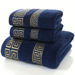 3pc Cotton Towel Set - 1 Bath Towel, 2 Hand Towels