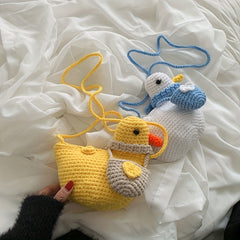 Cartoon Knit Duck Shoulder Bag for Kids