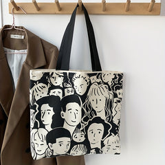 Canvas Tote Bag Large Capacity Casual Style Inside Pocket Zipper Shopping Choice