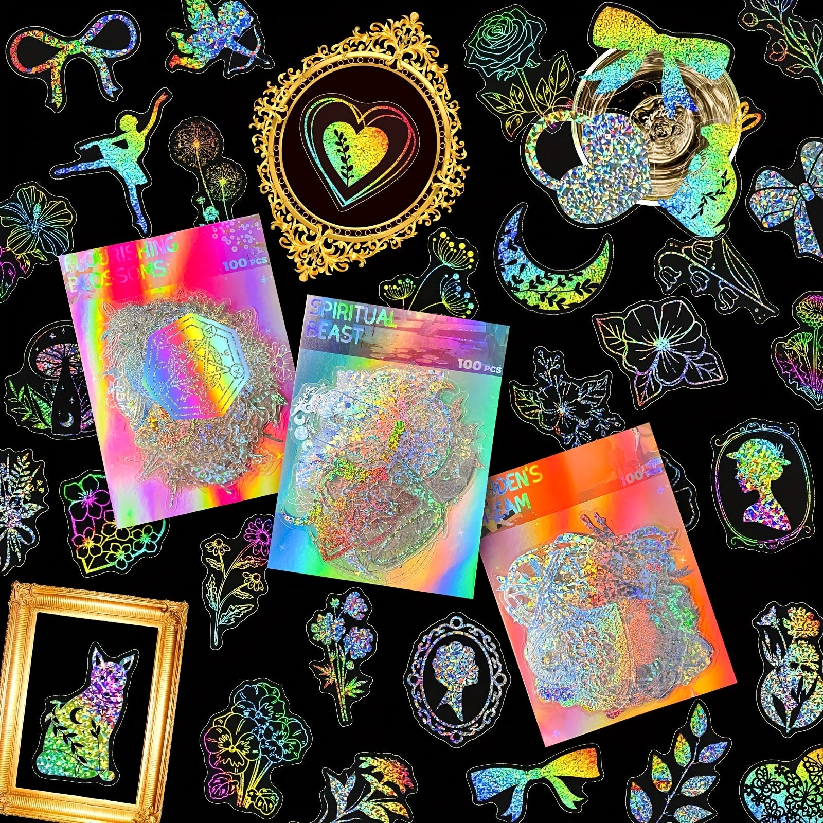 300pcs Holographic Butterfly Stickers for DIY Scrapbook Journal