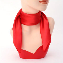 Solid Satin Square Scarf Classic Silk Neckerchief Casual Bandana