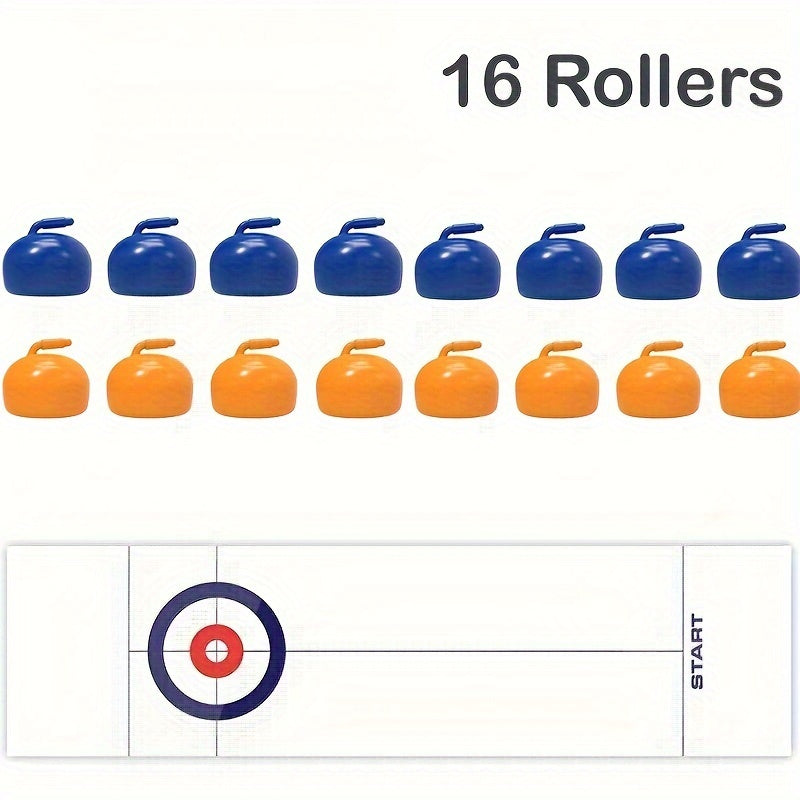 Tabletop Curling Game Shuffleboard Pucks With 16 Rollers