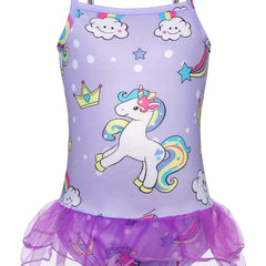Girls Unicorn Ruffle One Piece Swimsuit Summer Seaside Beach Pool Bathing Suits