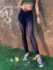 High Waist Yoga Leggings with Mesh Stitching Activewear for Women