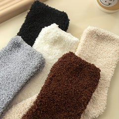 5 Pairs Fuzzy Socks Warm & Comfy Mid Tube Stockings for Women