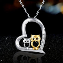 Owl Heart Pendant Necklace Gift for Girls