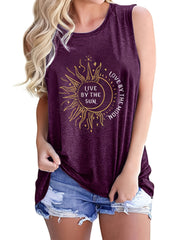 Letter Print Tank Top Sleeveless Crew Neck Casual Top