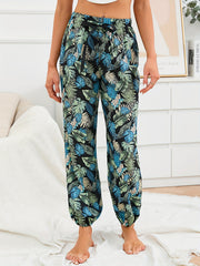 Tropical Print Sleep Bottoms Soft & Comfy Elastic Waistband Pants