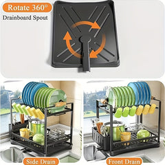 2 Tier Dish Drying Rack with Cup Holder