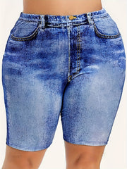 Gradient Denim Yoga Sports Shorts For Women
