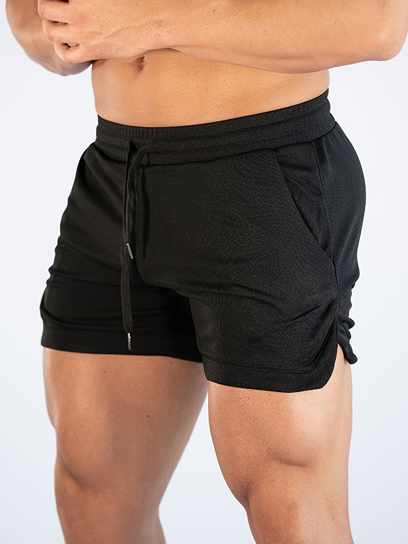 Men's Solid Loose Shorts With Pockets Drawstring Active Breathable