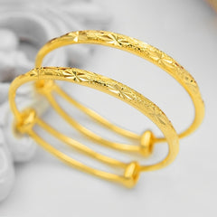 2pcs Baby Plated Adjustable Bangle Bracelet for Boys & Girls