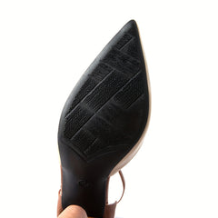 Block Heel Sandals Pointed Toe Buckle Strap Shoes Colorblock Pumps